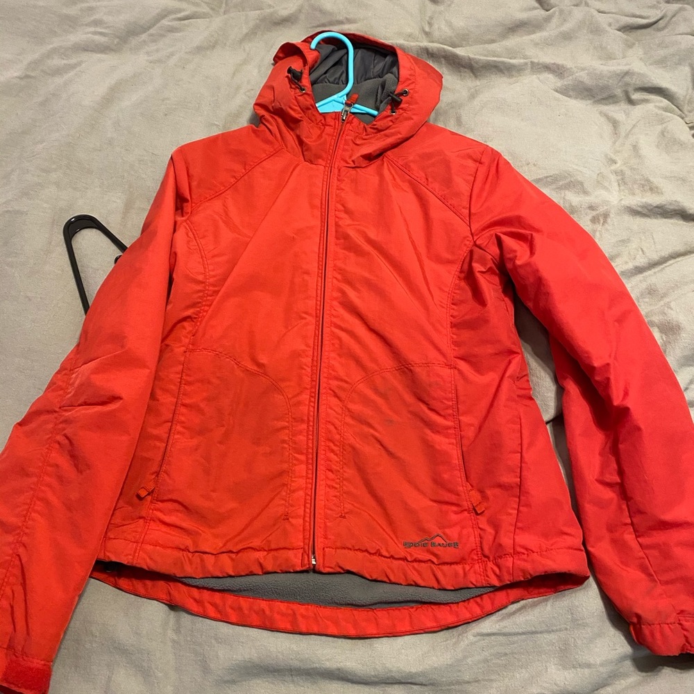 Coral Eddie Bauer jacket.